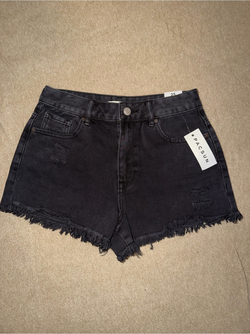 NEW Pacsun Size 25 High Rise Festival Black Jean Shorts